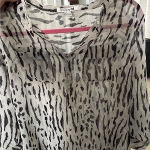 Forever 21 Zebra Print Sheer Blouse